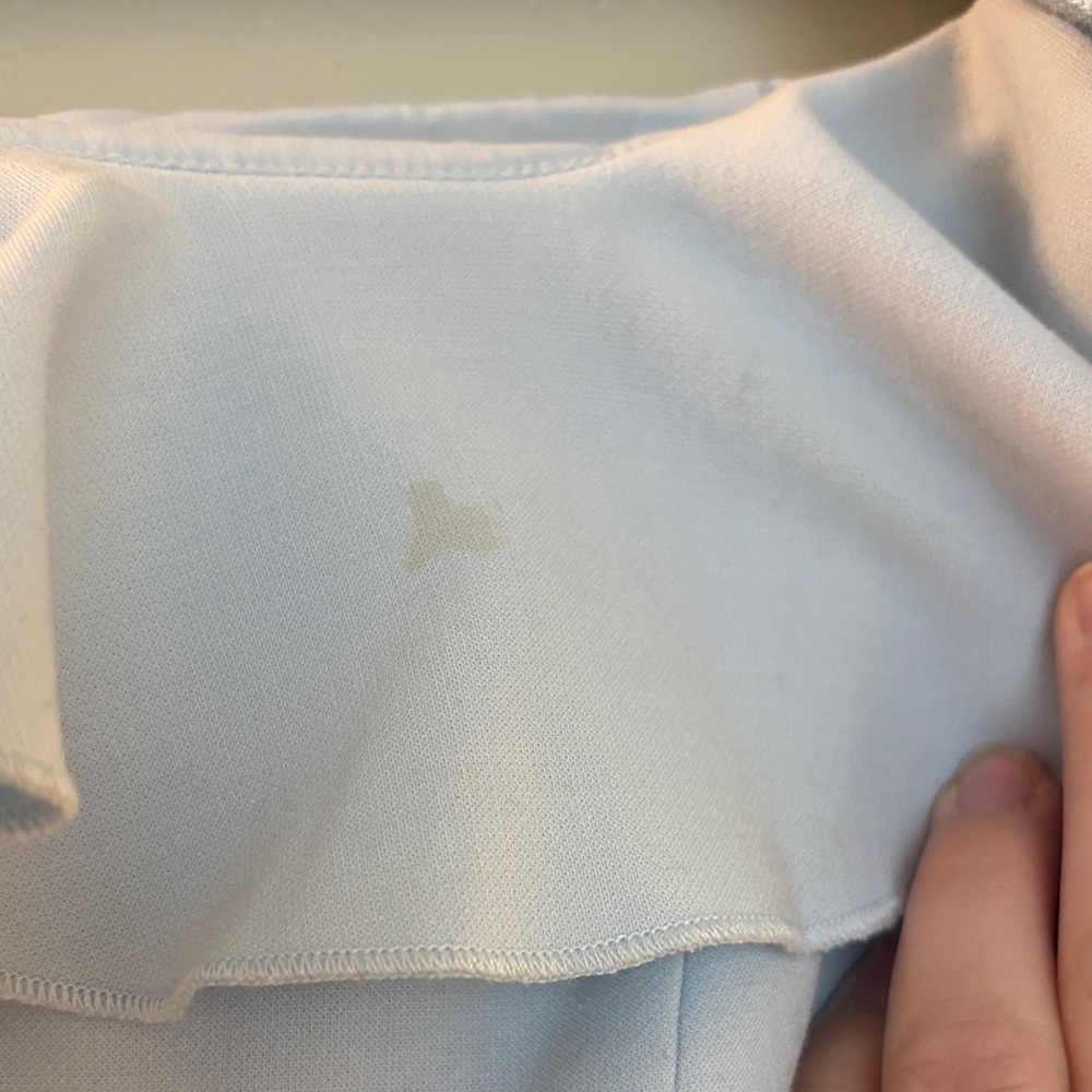 French Connection Light Blue Ruffle Off-Shoulder Dress - Picture 3 of 6